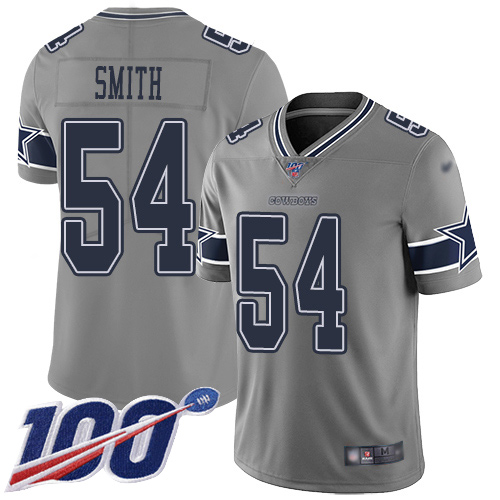 Men Dallas Cowboys Limited Gray Jaylon Smith 54 100th Season Inverted Legend NFL Jersey